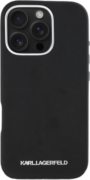 Панель Karl Lagerfeld Saffiano Full Wrapped Elongated Metal Logo MagSafe для Apple iPhone 16 Pro Max Black (3666339359478) - зображення 3