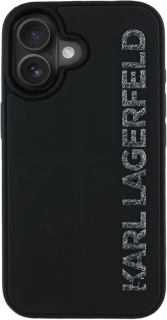 Панель Karl Lagerfeld HC 3D Rubber Elongated Glitter для Apple iPhone 16 Black (3666339357009) - зображення 3