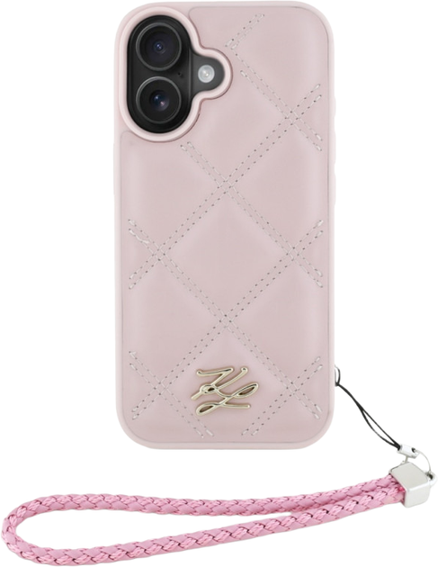 Панель Karl Lagerfeld Quilted Initial Logo & Chain Strap для Apple iPhone 16 Pink (3666339401061) - зображення 2
