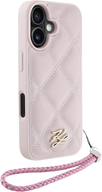 Панель Karl Lagerfeld Quilted Initial Logo & Chain Strap для Apple iPhone 16 Pink (3666339401061) - зображення 3