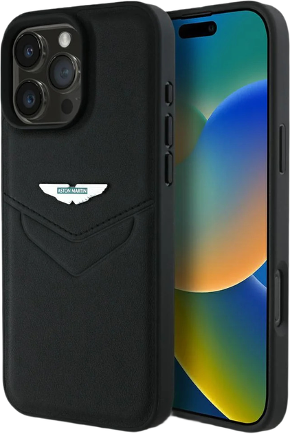 Etui Aston Martin HC Leather Victory Design do Apple iPhone 16 Pro Black (ASHCP16LPVIK) - obraz 1