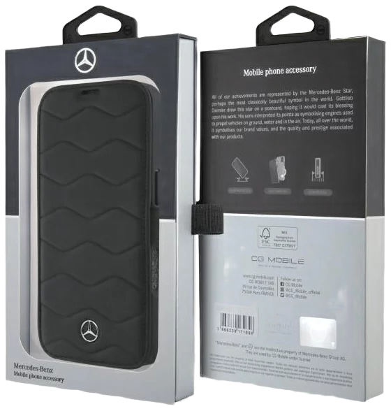 Чехол-книжка Mercedes MB Waves Leather для Apple iPhone 16 Pro Max Black (MEBKP16X23RWRSK) - зображення 3