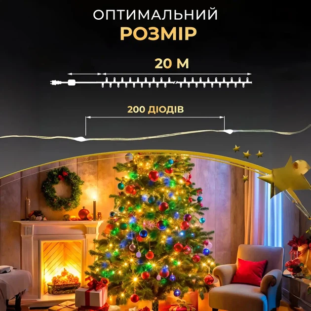 Гирлянда роса USB 20 метров 200 led мультиколор гирлянда капля росы на зеленой проволке - изображение 3