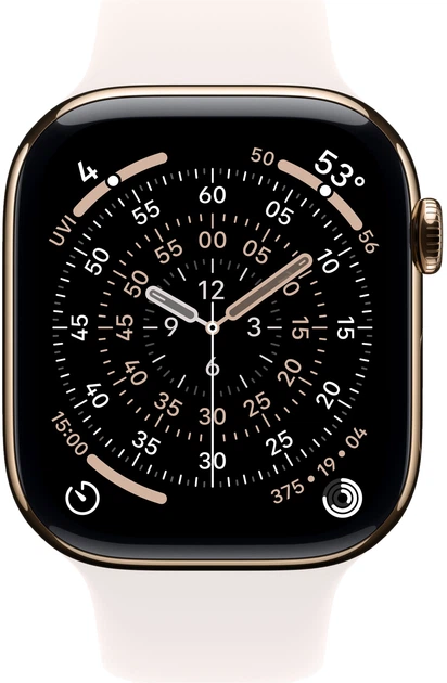 Смарт-годинник Apple Watch Series 11 GPS + Cellular 46mm Gold Titanium Case with Light Blush Sport Band - M/L (MFD64) - зображення 2