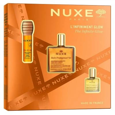 Zestaw Nuxe The Infinite Glow Reve de Miel miodowy olejek do ust 10 ml + Huile Prodigieuse Or suchy olejek 50 ml + 10 ml (3264680044779) - obraz 1
