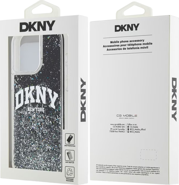 Панель DKNY Liquid Glitter Big Logo для Apple iPhone 12 Pro Black (3666339270667) - зображення 3