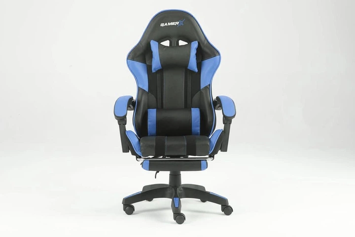 Кресло геймерское профессиональное GAMER X Blue компьютерное с подставкой для ног до 120кг + Подушки - изображение 10