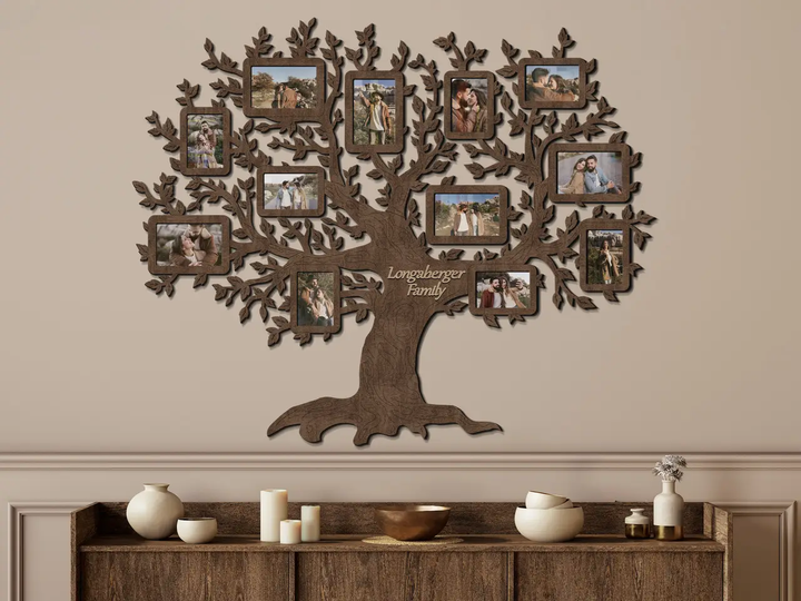 Фотоколлаж настенный The Frame Depot Семейное дерево ручной работы на 12 фото Темно-коричневый (tree_many_leaves_l) - изображение 2