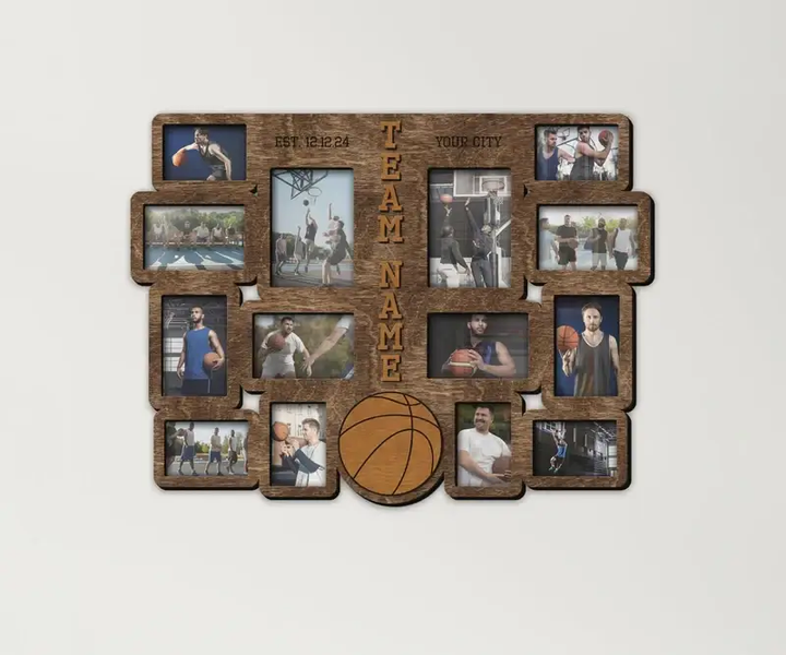 Фотоколаж The Frame Depot из дерева Баскетбол на 14 фотографий ручной работы Темно-коричневый (basketball_collage) - Фото 1 Фотоколаж The Frame Depot из дерева Баскетбол на 14 фотографий ручной работы Темно-коричневый (basketball_collage) - изображение 1