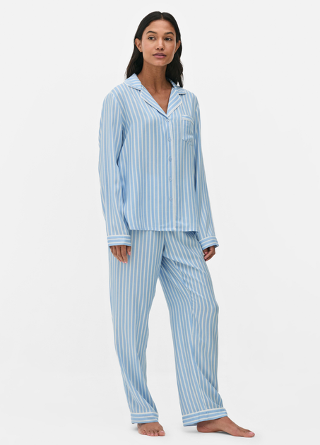 Женская пижамная рубашка Primark Twill Boyfriend Pyjama XXL для дома и сна Голубой (8794) - Фото 2 Женская пижамная рубашка Primark Twill Boyfriend Pyjama XXL для дома и сна Голубой (8794) - изображение 2