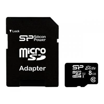 Silicon Power microSDHC 8 GB Class 10 UHS-I Elite + adapter (SP008GBSTHBU1V10-SP) - Фото 1 Silicon Power microSDHC 8 GB Class 10 UHS-I Elite + adapter (SP008GBSTHBU1V10-SP) - зображення 1