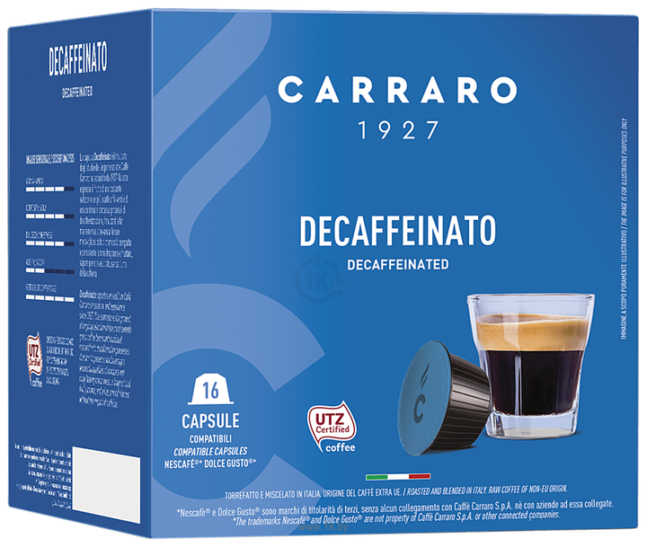 Кофе в капсулах Carraro Dolce Gusto Decaffeinato - Фото 1 Кофе в капсулах Carraro Dolce Gusto Decaffeinato - изображение 1