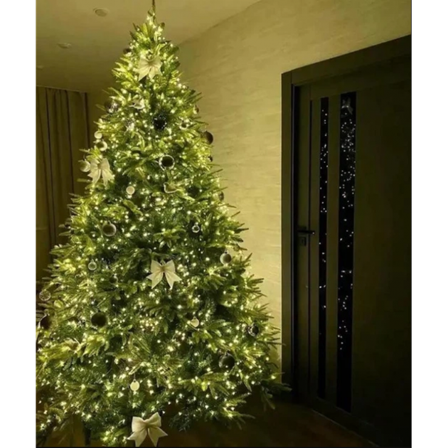 Светодиодная LED гирлянда "Роса" уличная LumiBeam с пультом и таймером 120м 1200 Led теплый белый цвет 8 режимов зеленая проволока от сети - Фото 2 Светодиодная LED гирлянда "Роса" уличная LumiBeam с пультом и таймером 120м 1200 Led теплый белый цвет 8 режимов зеленая проволока от сети - изображение 2