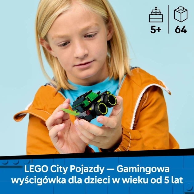 Zestaw klocków LEGO CITY Pojazdy — Gamingowa wyścigówka 64 elementów (60484) - obraz 3