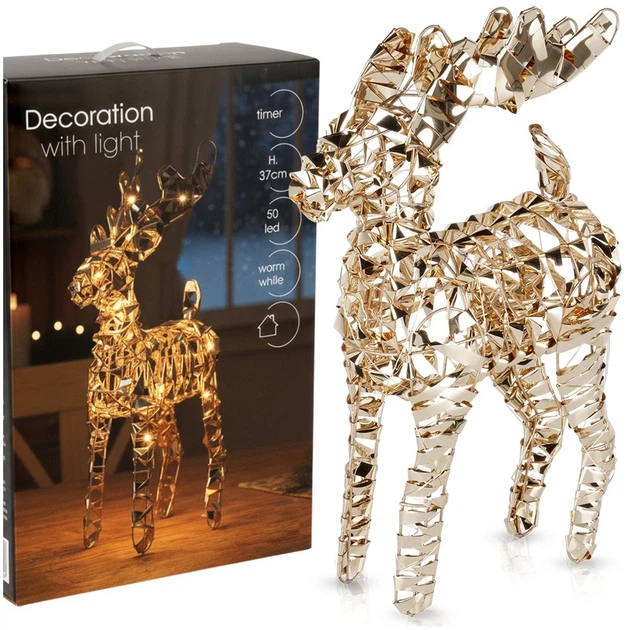Сяюча фігурка Home Styling Collection 839508 Олень 50 LED 37 см Золотий (8721037066129) - зображення 2