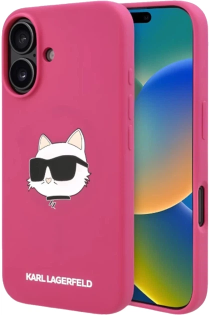 Etui plecki Karl Lagerfeld Choupette Head na Apple iPhone 16 z MagSafe Fuksja (3666339319724) - obraz 4