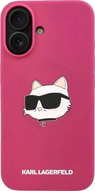 Etui plecki Karl Lagerfeld Choupette Head na Apple iPhone 16 z MagSafe Fuksja (3666339319724) - obraz 5