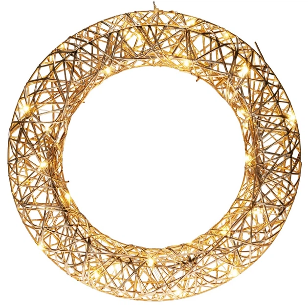 Stroik świecący Home Styling Collection 839517 Wieniec świąteczny 30 LED 40 cm Złoty (8721037680103) - obraz 2