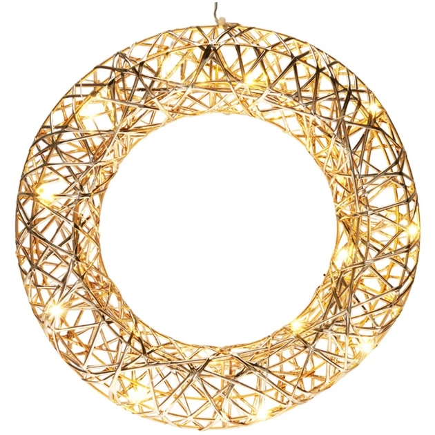Stroik świecący Home Styling Collection 839516 Wieniec świąteczny 20 LED 30 cm Złoty (8721037680028) - obraz 2