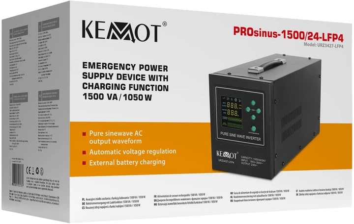 UPS Kemot PROsinus-1500/24-LFP4 1050W/1500VA (5901890123136) - obraz 5