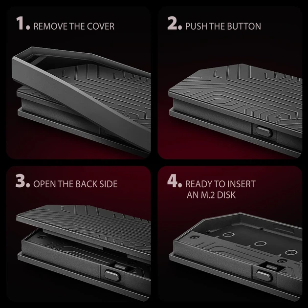 Zewnętrzna kieszeń Axagon EEM2-GAM USB-C 10Gbps - M.2 NVMe & SATA SSD GAME M.2 Black - obraz 9