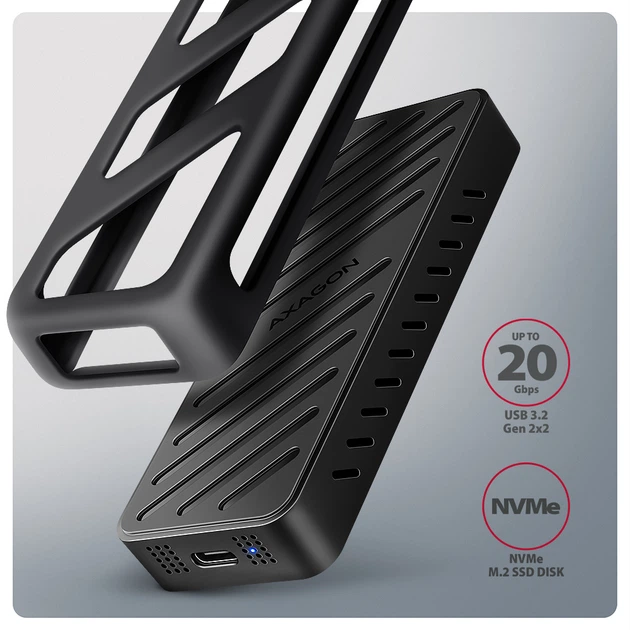 Zewnętrzna kieszeń Axagon EEM2-20G USB-C 20Gbps - M.2 NVMe SSD ARMORED Black - obraz 9