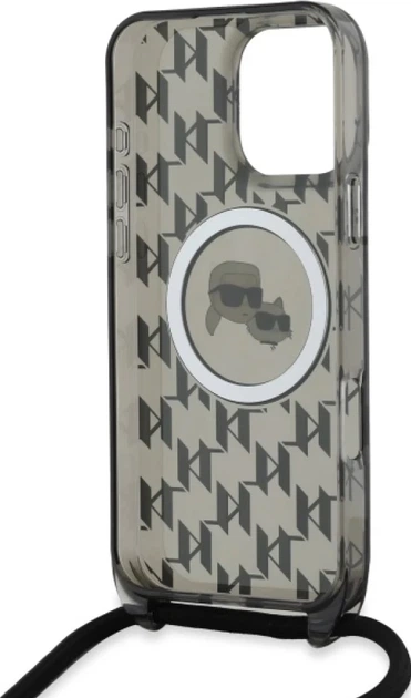 Etui plecki Karl Lagerfeld Karl & Choupette Head na Apple iPhone 16 Pro z MagSafe ze sznurkiem Cord Czarne (3666339320386) - obraz 2
