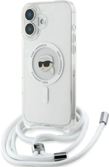 Etui plecki Karl Lagerfeld Karl Head na Apple iPhone 16 z MagSafe ze sznurkiem Cord Transparent (3666339320522) - obraz 4