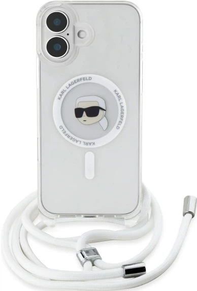 Etui plecki Karl Lagerfeld Karl Head na Apple iPhone 16 z MagSafe ze sznurkiem Cord Transparent (3666339320522) - obraz 5