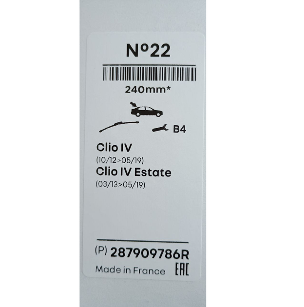 Задняя щётка стеклоочистителя Renault 240 мм для Renault Clio IV 287909786R - изображение 3