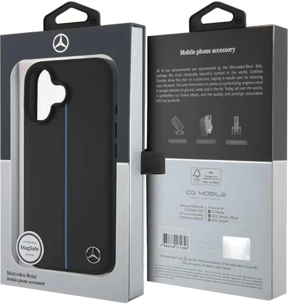 Etui plecki Mercedes Benz Blue Line Leather na Apple iPhone 16 z MagSafe Czarne (3666339325688) - obraz 8