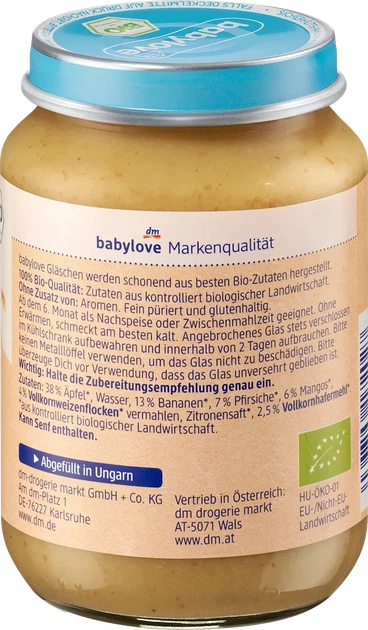 Фруктово-злакове пюре зі смаком яблука, манго, банана, персика та злаками, для дітей з 6 місяців, 190 грам - Фото 2 Фруктово-злакове пюре зі смаком яблука, манго, банана, персика та злаками, для дітей з 6 місяців, 190 грам - изображение 2