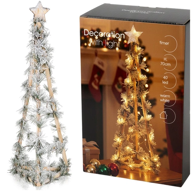 Świecąca figurka Home Styling Collection 839510 Choinka drewniana 40 LED 68 cm (8721037206761) - obraz 3