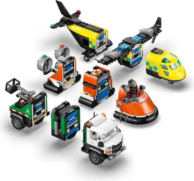 Zestaw klocków LEGO CITY Zestaw z samolotem, ciężarówką serwisową i poduszkowcem 990 elementów (60505) - obraz 3