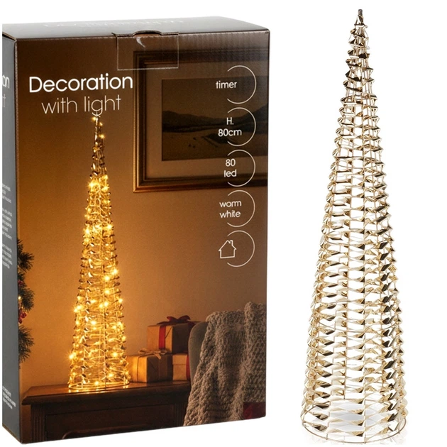 Świecąca figurka Home Styling Collection 839507 Choinka 80 LED 80 cm Złoty (8721037066099) - obraz 4