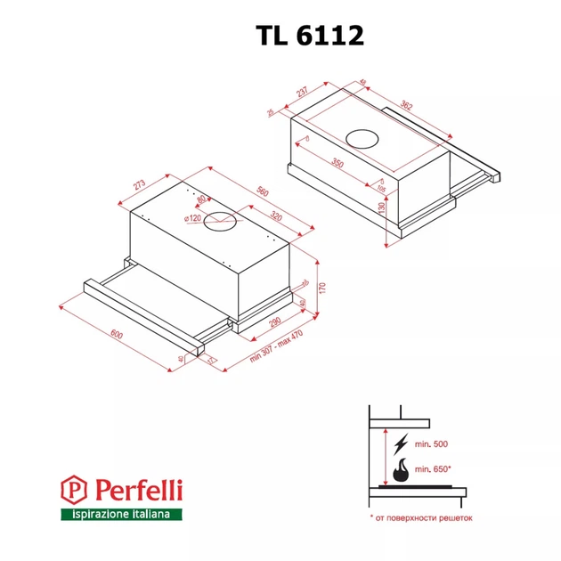 Вытяжка телескопическая PERFELLI TL 6112 W LED - изображение 4