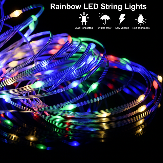 Уличная LED гирлянда 10 м Smart Bluetooth App Control 100 LED RGB USB IP65 Музыкальный режим Декоративное освещение - изображение 6