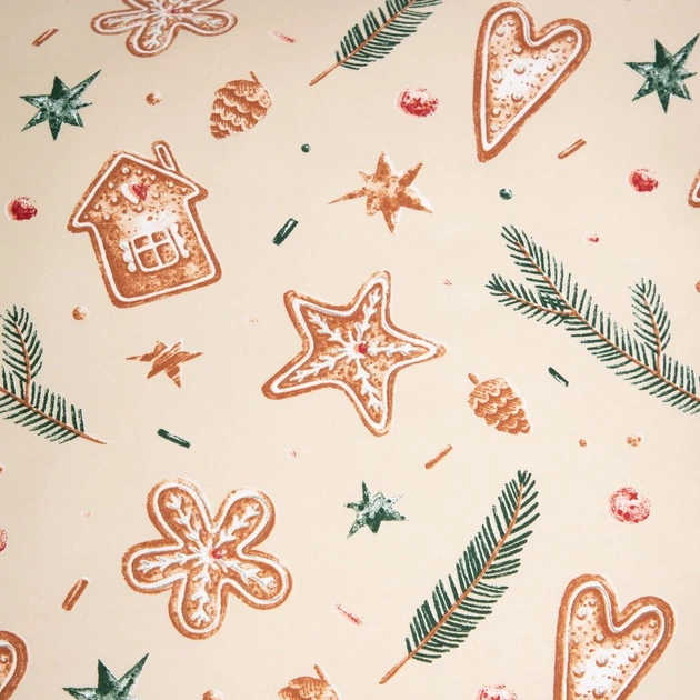 Комплект постільної білизни Homla Rosemary Підковдра 160 x 200 см + 2 наволочки на подушки 70 x 80 см зі святковим візерунком бежевий (5904183858470) - зображення 2