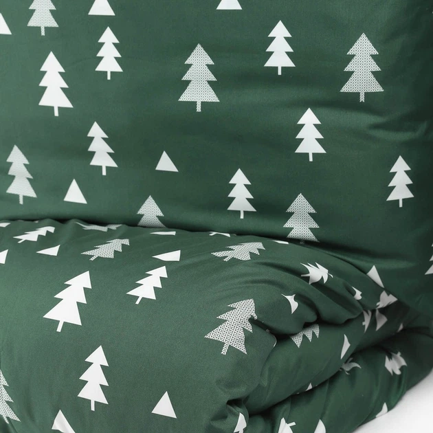 Комплект постільної білизни Homla Pema Підковдра 160 x 200 см + 2 наволочки на подушки 70 x 80 см зі святковим візерунком зелений (5902869986127) - зображення 3