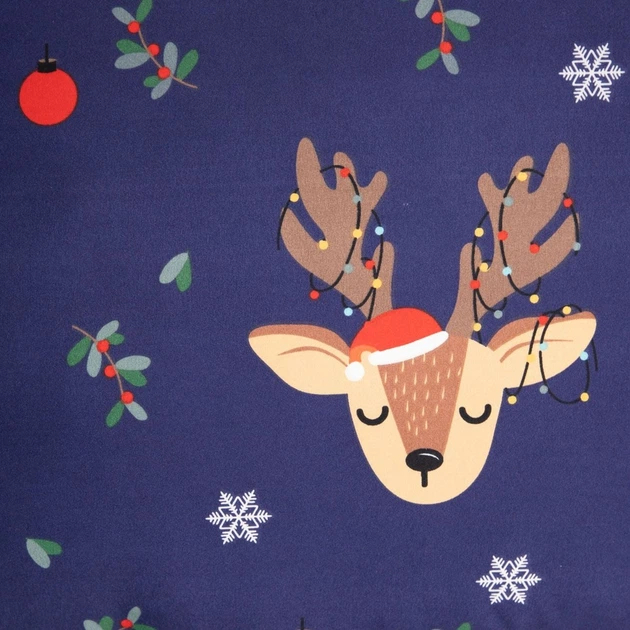 Komplet pościeli Homla Rudolph Poszewka na kołdrę 160 x 200 cm + 2 poszewki na poduszki 70 x 80 cm ze świątecznym wzorem Niebieski (5904183858517) - obraz 2