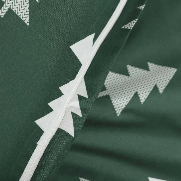 Комплект постільної білизни Homla Pema Підковдра 160 x 200 см + 2 наволочки на подушки 70 x 80 см зі святковим візерунком зелений (5902869986127) - зображення 6