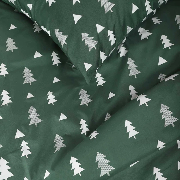 Комплект постільної білизни Homla Pema Підковдра 160 x 200 см + 2 наволочки на подушки 70 x 80 см зі святковим візерунком зелений (5902869986127) - зображення 7