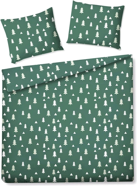 Комплект постільної білизни Homla Pema Підковдра 160 x 200 см + 2 наволочки на подушки 70 x 80 см зі святковим візерунком зелений (5902869986127) - зображення 10