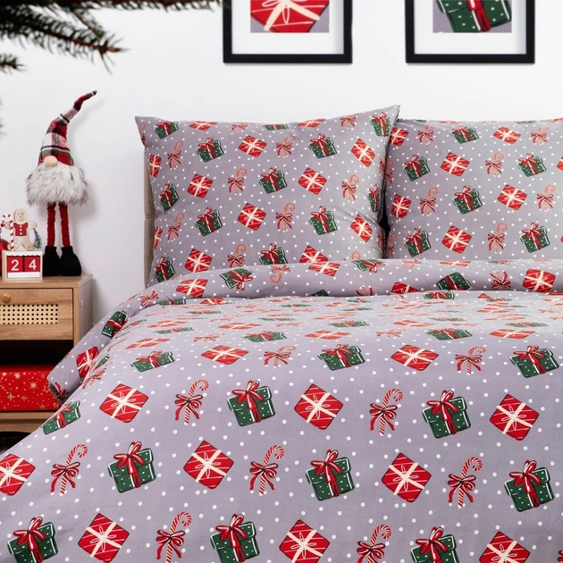 Komplet pościeli Homla Floriana Poszewka na kołdrę 200 x 220 cm + 2 poszewki na poduszki 70 x 80 cm ze świątecznym wzorem Wielokolorowy (5904183858708) - obraz 5