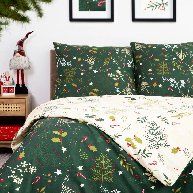 Komplet pościeli Homla Godis Poszewka na kołdrę 200 x 220 cm + 2 poszewki na poduszki 70 x 80 cm ze świątecznym wzorem Wielokolorowy (5904183858562) - obraz 7