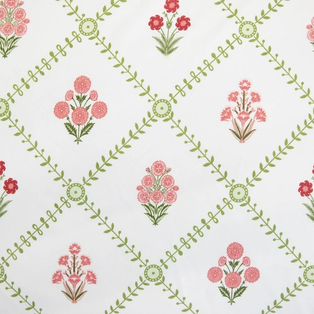 Комплект постільної білизни Homla Narine Підковдра 140 x 200 см з квітковим принтом + 1 наволочка на подушку 70 x 80 см зелено-червоний (5904183880273) - зображення 2