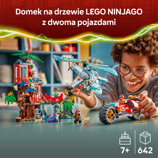 Zestaw klocków LEGO Ninjago Bitwa ninja: domek na drzewie z pojazdami 642 elementy (71857) - obraz 3