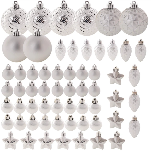Komplet bombek na choinkę Kadax Pons Mix 7-3 cm 60 szt Srebrny K11248 (5906638309391) - obraz 2