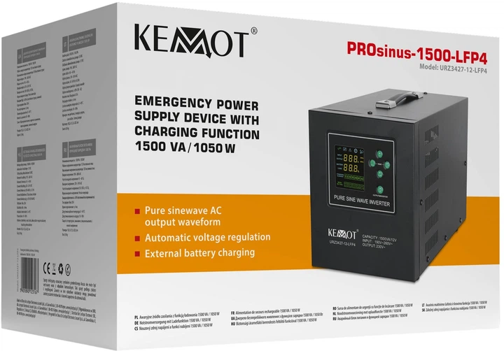 ДБЖ Kemot PROsinus-1500/12-LFP4 1050Вт/1500ВА (5901890123167) - зображення 5