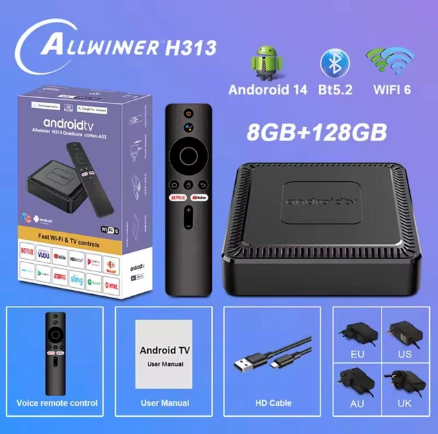Смарт ТВ приставка Q7 8+128 Гб Android 14 TV Box + Налаштована